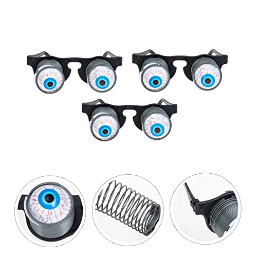 WOONEKY 3 Stück Teiliges Halloween Spaß Brille Lustige Kunststoff Augenbrillen mit Beweglichen Augäpfeln Witzige Scherzbrille für Party Fasching und Gruselige Verkleidung Einheitsgröße von WOONEKY