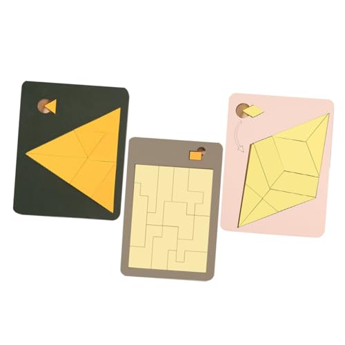 WOONEKY 3 Stück Teiliges Holz Puzzle für Kleinkinder Lernspielzeug für Fördert Kognitive Fähigkeiten und Hand Augen Koordination Sicher und Langlebig von WOONEKY