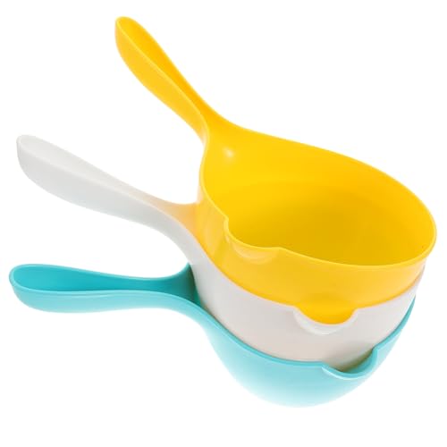 WOONEKY 3 Stück Teiliges Kunststoff Wassertassen mit Langem Griff Dicke Bade und Küchenschöpfer Ergonomisch Geformt rutschfest Vielseitig für Haushalt Shampoo Camping und Tierpflege von WOONEKY