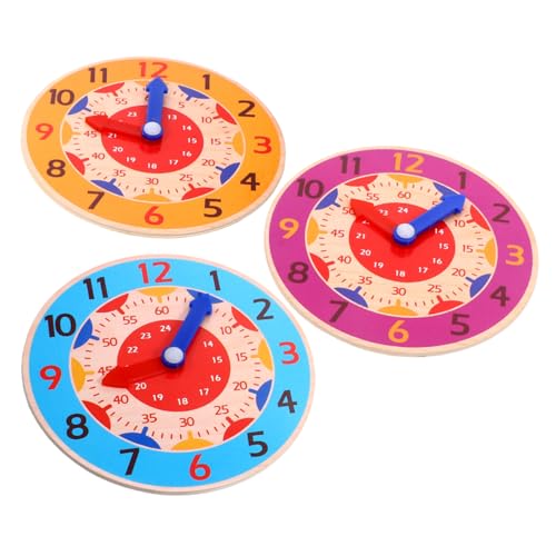 WOONEKY 3 Stück Teiliges Lernspielzeug Holz Uhr Kognitive Uhr für Lehrreiches Zeitspielzeug Leuchtenden Farben Rosa Orange Blau Uhrenmodell für Kleinkinder zur Zeitlernung WOONEKY 3 Stück Teiliges Lernspielzeug Holz Uhr Kognitive Uhr für Lehrreiches Zeitspielzeug Leuchtenden Farben Rosa Orange Blau Uhrenmodell für Kleinkinder zur Zeitlernung von WOONEKY