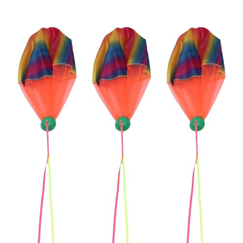 WOONEKY 3 Stück Teiliges Mini Fallschirmspielzeug für Handwurf Parachute für Jungen und Mädchen für Outdoor Aktivitäten und Kreative Spiele von WOONEKY