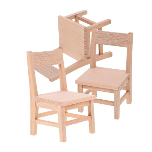 WOONEKY 3 Stück Teiliges Miniatur-holzstuhl Puppenhaus Platzsparende Realistische Wohnzimmermöbel Vielseitig Einsetzbar als Esszimmer Gartendeko für DIY Puppenhaus-Accessoires WOONEKY 3 Stück Teiliges Miniatur-holzstuhl Puppenhaus Platzsparende Realistische Wohnzimmermöbel Vielseitig Einsetzbar als Esszimmer Gartendeko für DIY Puppenhaus-Accessoires von WOONEKY