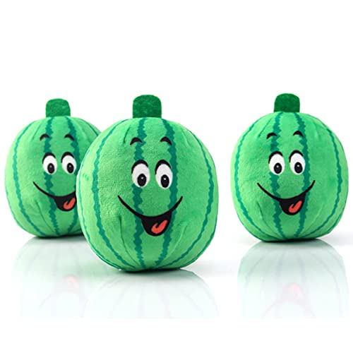 WOONEKY 3 Stück Teiliges Plüschspielzeug für Hunde Interaktives Kauspielzeug mit Geräuschfunktion im Süßen Wassermelonen Design für Haustiertraining und Spielspaß von WOONEKY