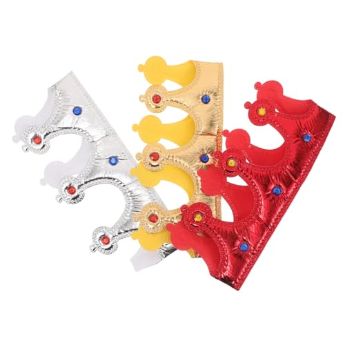 WOONEKY 3 Stück Teiliges Prinz Stirnreif Verstellbare Leichte und Weiche Kinderkostüm Krone Schmuckbesetzte Spielkrone für Jungen und Mädchen für Geburtstag Karneval und Rollenspiele von WOONEKY