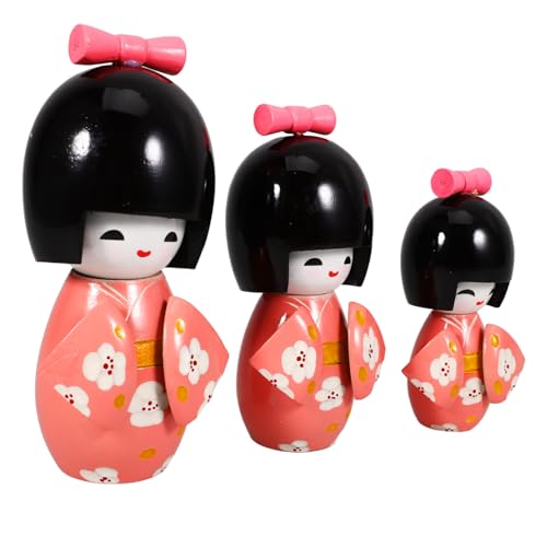 WOONEKY 3 Stück Teiliges Set Japanische Kimono Holzpuppen Dekoration Handbemalte Tischornamente für Zuhause Kunsthandwerk Geschenkidee für Japanischer Kultur WOONEKY 3 Stück Teiliges Set Japanische Kimono Holzpuppen Dekoration Handbemalte Tischornamente für Zuhause Kunsthandwerk Geschenkidee für Japanischer Kultur von WOONEKY