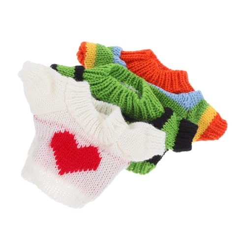 WOONEKY 3 Stück Teiliges Set Puppenkleidung für Plüschtiere Niedlicher Bärenpullover mit Weißen Herzen Regenbogenstreifen und Schwarzen Streifen für Große Stofftiere und Puppen Perfektes WOONEKY 3 Stück Teiliges Set Puppenkleidung für Plüschtiere Niedlicher Bärenpullover mit Weißen Herzen Regenbogenstreifen und Schwarzen Streifen für Große Stofftiere und Puppen Perfektes von WOONEKY
