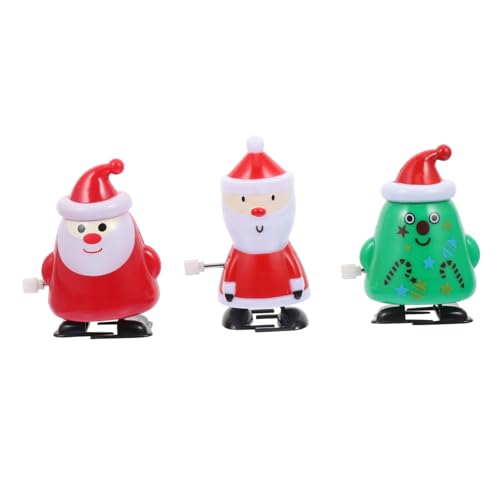 WOONEKY 3 Stück Teiliges Weihnachts Aufziehspielzeug mit Santa Claus und Weihnachtsbaum Lustige Mechanische Figuren für Bruchsicher Farblich Sortiert als und Weihnachtsdeko von WOONEKY