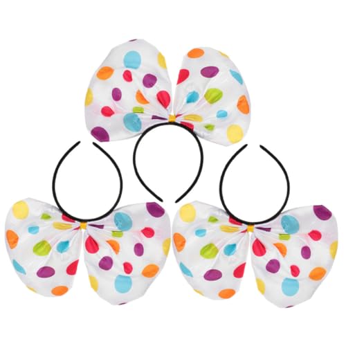 WOONEKY 3 Stücke Clown Haarschmuck mit Bunten Punkten Bequemes Stirnband für Erwachsene für Halloween Karneval Cosplay und Feste von WOONEKY