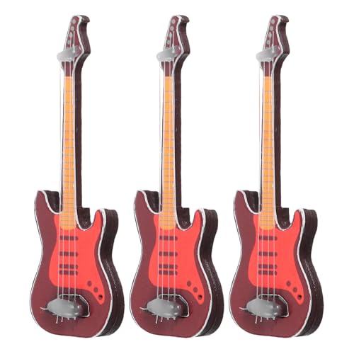 WOONEKY 3 Stücke Miniatur Gitarre Kunstvolle Gitarren für Puppenhaus Dekoration Umweltfreundliches Material Fördert Kreativität und Geschicklichkeit von Kindern von WOONEKY