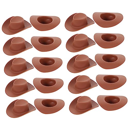 WOONEKY 30 Stück Mini Cowboyhüte Austauschbare Miniaturhüte für Puppen Basteldekoration Leicht und Stabil zum Ankleiden von Puppen von WOONEKY