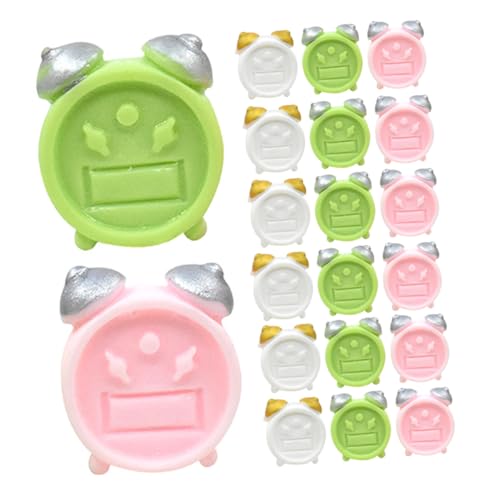 WOONEKY 30 Stück Teiliges Miniatur wecker Resin Miniatur Puppenhaus Uhr Vintage Design Leichte Mini deko für Puppenhaus Schlafzimmer und Fotorequisiten Farben Weiß Rosa von WOONEKY