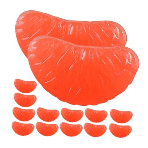 WOONEKY 30st Grapefruit-Segment Anhänger Zur Armbandherstellung Aus Perlen Gefälschte Früchte Polymer-ton-perlen Miniatur-grapefruitmodell Künstliche Reize Charme Orangenscheiben Rot PVC von WOONEKY