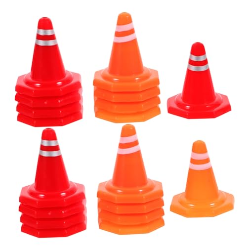 WOONEKY 30St Spielzeugmodell Miniatur-Straßengefahrenschild orangefarbene kleine Zapfen interaktives Spielzeug Interactive Toys Verkehrsmodelle Mini-Verkehrsbarriere Puzzle das Schild Zaun von WOONEKY