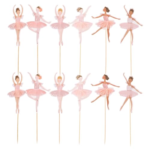 WOONEKY 36 Stück Teiliges Ballerina Cake Topper Zarte Rosa Tanzmädchen Tortendeko für Shower Geburtstag Hochzeit Vielseitige Party Cupcake Picks für Mädchen und Themenfeiern von WOONEKY