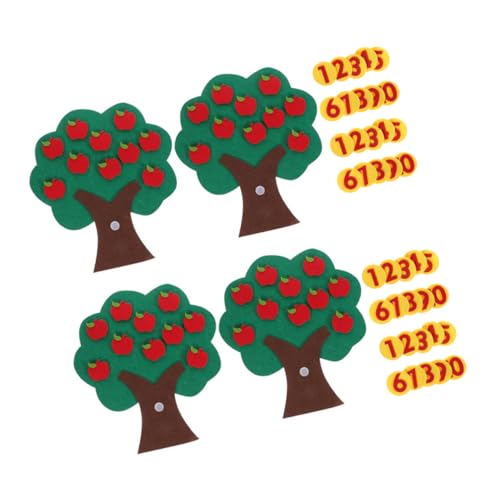 WOONEKY 4 Sätze Kindergarten Filzspielzeug Zuordnung Lernspiel Apfelbaum Mathe Lernhilfe Kreatives Zählen für Vorschulkinder von WOONEKY