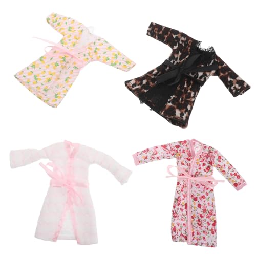 WOONEKY 4 Sätze Miniatur Puppen Badeanzug Teiliges Sommer Badewäsche für Puppen mit Handtuch und Kopftuch für Puppenhaus Zubehör und Fantasievolles Spiel von WOONEKY