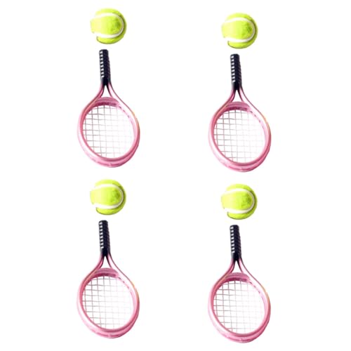 WOONEKY 4 Sätze Miniatur Tennisschläger und Bälle aus Kunststoff Detailreiches Mini tennisset Dekoratives Puppenhaus zubehör Vielseitige Mini sportspielzeuge für Kinderzimmer und WOONEKY 4 Sätze Miniatur Tennisschläger und Bälle aus Kunststoff Detailreiches Mini tennisset Dekoratives Puppenhaus zubehör Vielseitige Mini sportspielzeuge für Kinderzimmer und von WOONEKY
