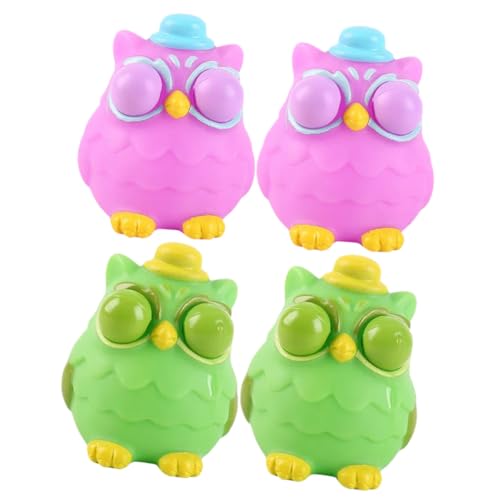 WOONEKY 4 Stck Teiliges Eulen quetschspielzeug Stressabbau Fidget Toy für Bunte Kleine Tragbare Druckentlastungsspielzeuge Niedliches Cartoon Design für Entspannte Momente und Partys von WOONEKY