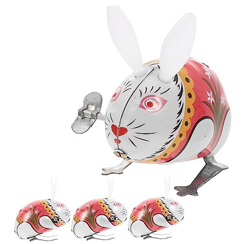 WOONEKY 4 Stück Aufziehspielzeug Osterhasen Blechspielzeug für Mitgebsel für Partys und Ostern Interaktive Spielzeuge für Kleinkinder Farbenfrohes Design Sicher und Leicht zu Handhaben von WOONEKY