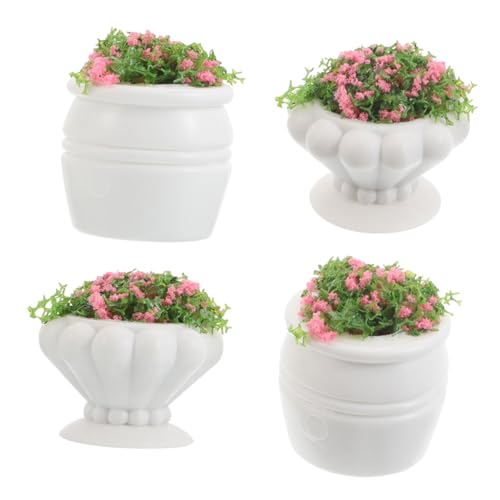 WOONEKY 4 Stück Deko Miniaturpflanzen Teiliges Bonsai Pflanzen Modell für Puppenhaus und Garten Töpfen Realistische Deko für Kreative Arrangements von WOONEKY
