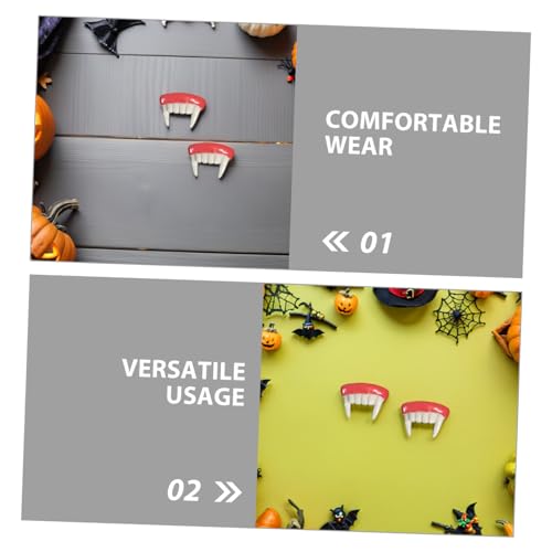 WOONEKY 4 Stück Horror Zahnersatz Gruselige Reißzähne Spitze Zähne Halloween Cosplay Zähne Halloween Kostümzubehör Fangzähne Streichzähne Falsche Zahnkappe Zombiezähne von WOONEKY