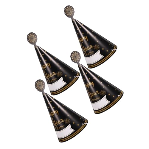 WOONEKY 4 Stück Leichte Papier Neujahrshüte Kegelform Partyhut mit Happy Year Aufdruck für Familie und Freunde Silbrig Weißes Dekorationszubehör WOONEKY 4 Stück Leichte Papier Neujahrshüte Kegelform Partyhut mit Happy Year Aufdruck für Familie und Freunde Silbrig Weißes Dekorationszubehör von WOONEKY