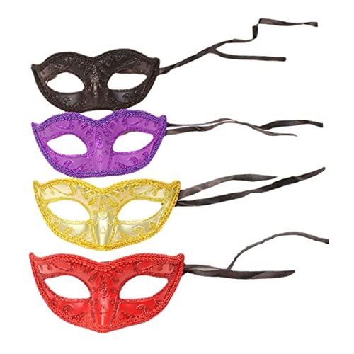 WOONEKY 4 Stück Make-up-maske Urlaub Dekorativ Halloweenkostüm Venezianisch Flash-kostüm Retro-maskerade Maskerade-maske Für Die Dame Metallisch Kostüme Abschlussball Zubehör Damen Plastik von WOONEKY