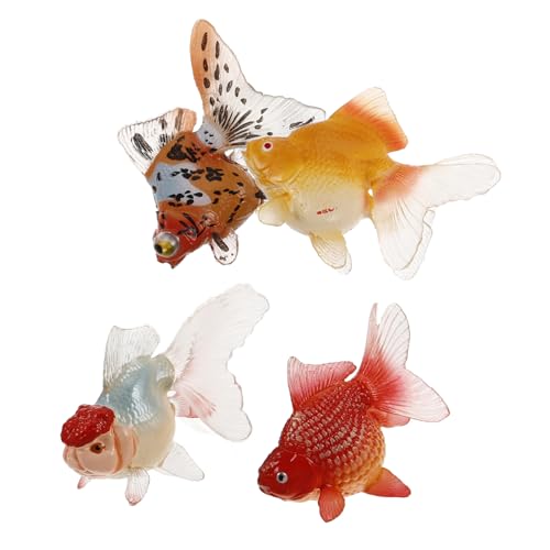WOONEKY 4 Stück Mini Koi Fisch Figuren Schwimmend Fischspielzeug Aquarium Deko Sicher Vielseitig Kleine Aquarium Fische Miniatur Meerestiere für Teich und Bad von WOONEKY