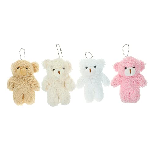 WOONEKY 4 Stück Mini Plüschbären Schlüsselanhänger Teilig Weiche Anhänger für Diy Dekoration Geschenkideen Hochzeit Valentinstag Leicht und Tragbar für Taschen und Autos von WOONEKY