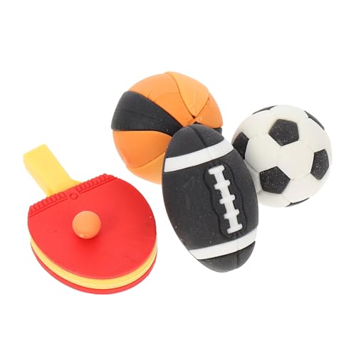 WOONEKY 4 Stück Mini Sport Modelle Teiliges mit Mini Fußball Basketball Rugby und Tischtennis für Puppenhaus Dekoration und DIY Zubehör Zufällige Farben Hochwertige von WOONEKY