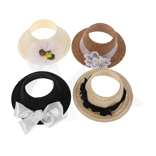WOONEKY 4 Stück Mini Zylinderhüte für Puppen mit Schleifen-Design Stoffkappen für DIY Bastelbedarf Kreative Platzsparende Puppenzubehör in Schwarz Weiß Braun und Schwarz mit Blume WOONEKY 4 Stück Mini Zylinderhüte für Puppen mit Schleifen-Design Stoffkappen für DIY Bastelbedarf Kreative Platzsparende Puppenzubehör in Schwarz Weiß Braun und Schwarz mit Blume von WOONEKY