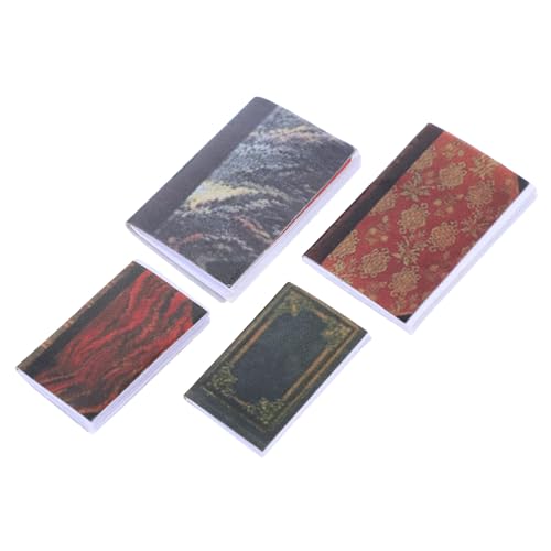 WOONEKY 4 Stück Miniatur Bücher Set Realistische DIY Puppenhaus Bücher für Kreative Bastelprojekte für Schlafzimmer und Arbeitszimmer Dekorationen WOONEKY 4 Stück Miniatur Bücher Set Realistische DIY Puppenhaus Bücher für Kreative Bastelprojekte für Schlafzimmer und Arbeitszimmer Dekorationen von WOONEKY