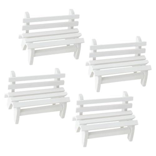 WOONEKY 4 Stück Miniatur Holzbank Dekorative Mini Möbel für Puppenhaus und Garten DIY Craft Ornamente für Fotorequisiten und Wohnkultur Leichte und Robuste Holzverzierung von WOONEKY