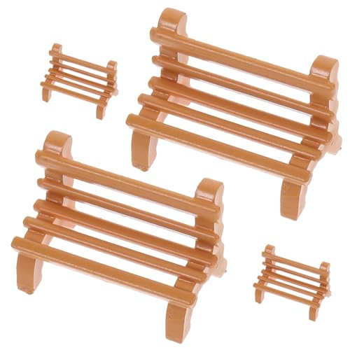 WOONEKY 4 Stück Miniaturbank Modell Vintage für Puppenhaus und Sandtisch Dekoration aus Leichtem und Strapazierfähigem für Kreative DIY Projekte und Mikro Landschaften von WOONEKY