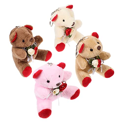 WOONEKY 4 Stück Plüsch Mini Bär Schlüsselanhänger Leichte Kleine Stofftier Anhänger Rosa Beige Hellbraun Dunkelbraun als Valentinstags und Taschen Deko WOONEKY 4 Stück Plüsch Mini Bär Schlüsselanhänger Leichte Kleine Stofftier Anhänger Rosa Beige Hellbraun Dunkelbraun als Valentinstags und Taschen Deko von WOONEKY