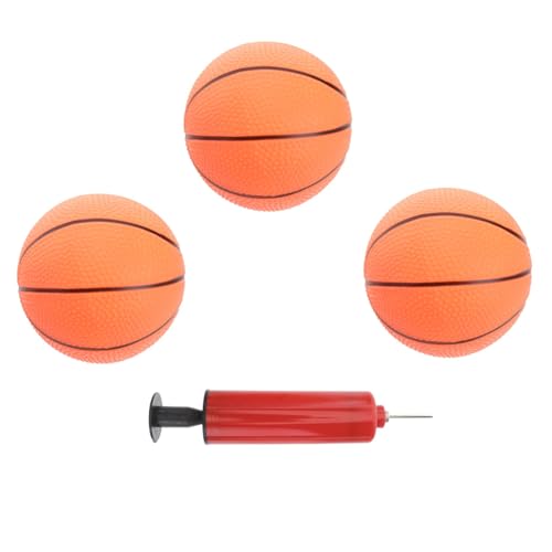 WOONEKY 4 Stück Teiliges Aufblasbares Mini Basketball Set mit Pumpe für Indoor Outdoor Sportspielzeug Leichter Basketball für Jungen und Mädchen Zufällige Farbe Zufällige Farbe von WOONEKY