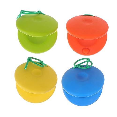 WOONEKY 4 Stück Teiliges Castagnetten aus Robustem Bunte Percussion Spielzeuge für Musikalische Früherziehung Kleine Handinstrumente für Vorschulkinder für Musikunterricht und von WOONEKY