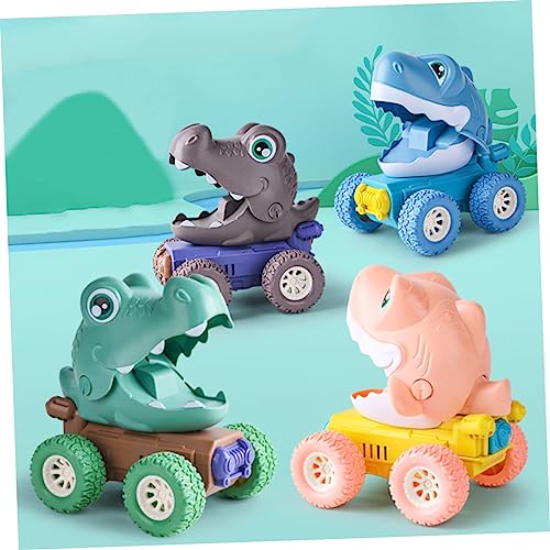 WOONEKY 4 Stück Teiliges Dinosaurier Auto ohne Batterie Langlebig aus Hochwertigem Material Buntes Design für Jungen und Mädchen für Drinnen und Draußen von WOONEKY