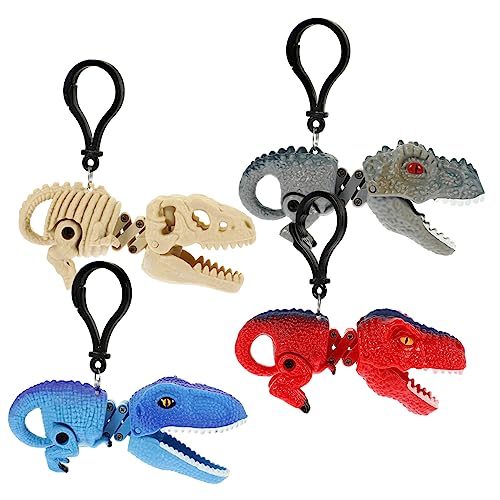 WOONEKY 4 Stück Teiliges Dinosaurier Schlüsselanhänger Kreatives Kinderspielzeug Decompression für Taschen und Rucksäcke aus Sicherem Material für Jungen und Mädchen Ab Jahren von WOONEKY
