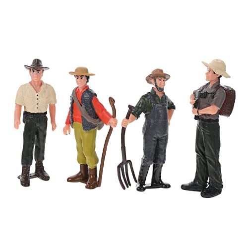 WOONEKY 4 Stück Teiliges Figuren Landwirtschaftliche Menschenmodelle für Gartenlandschaften Realistische Bauernfiguren für Mikrolandschaften und Spielzeuglandschaften von WOONEKY