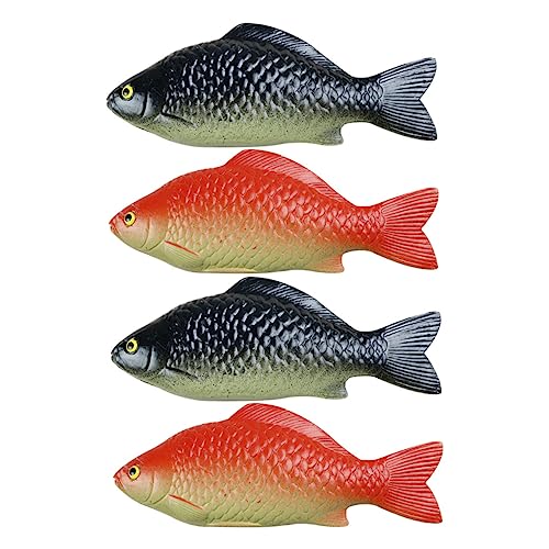WOONEKY 4 Stück Teiliges Fisch Modell Realistische Fischform Deko Rote und Schwarze Nachbildung Detailreiche Tischdekoration und Lernspielzeug für von WOONEKY