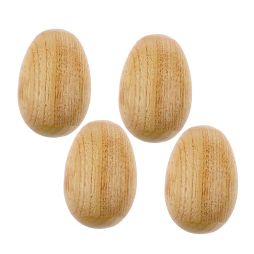 WOONEKY 4 Stück Teiliges Holz Ei Spielzeugset Musikalisches Percussion Instrument für Kindergarten und Kreatives Lernen Hellbraun von WOONEKY