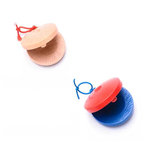 WOONEKY 4 Stück Teiliges Holz Finger Kastagnetten für Sicheres Glattes Design Klangvolles Percussion Instrument für Frühe Musikalische Bildung und Hand Auge koordination Holzfarbe und von WOONEKY