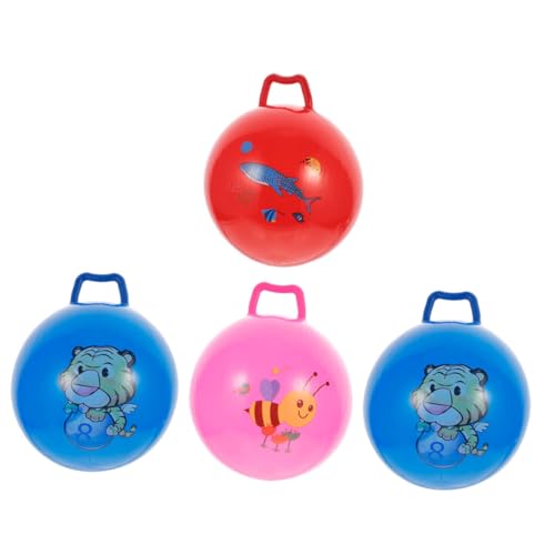 WOONEKY 4 Stück Teiliges Hüpfbälle mit Griff Aufblasbar Sicher Bouncy Balls für Jungen und Mädchen Indoor Outdoor Spaß von WOONEKY