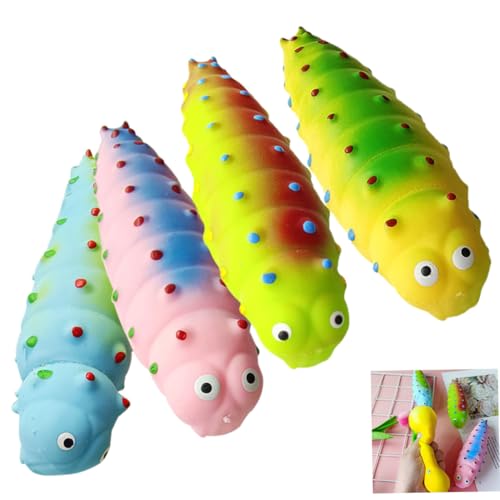 WOONEKY 4 Stück Teiliges Kleine Bunte Raupen Quetschspielzeuge aus Weichem Material Lustige Stress Sensorikspielzeuge für und Partyzubehör Zufällige Farbe Zufällige Farbe von WOONEKY