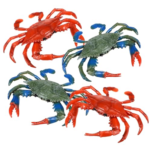 WOONEKY 4 Stück Teiliges Krabben Realistische Schwimmende Meerestiere Pädagogisches Simulationstier für Badewanne Pool Buntes Lernspielzeug für Jungen und Mädchen von WOONEKY