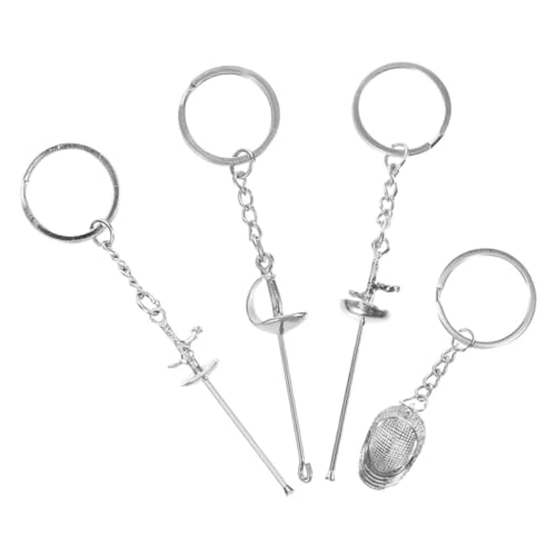WOONEKY 4 Stück Teiliges Kreatives Fechten Schlüsselanhänger aus Metall Sportliches Design für Fechtfans Praktisches Souvenir und Leicht und Robust für Alltag von WOONEKY