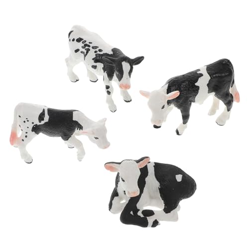 WOONEKY 4 Stück Teiliges Kuh Modell aus Kindersicherem Material Realistische Bauernhof Tiere Figuren Kreative Lernspielzeuge für Kleinkinder Dekorative Kuh Skulpturen für Zuhause und von WOONEKY