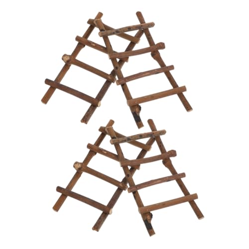 WOONEKY 4 Stück Teiliges Mini Rattan Leiter Natürliche Rustikale Dekoration Stabile Kleine Treppe für Puppenhaus Mikro Landschaft DIY Garten Zierliche Möbel für Kreative Bastelprojekte von WOONEKY
