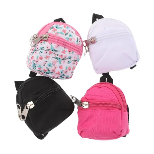 WOONEKY 4 Stück Teiliges Miniatur Rucksack aus Polyester mit Reißverschluss Kleine Puppen Schultaschen für Bjd Dolls Vielseitige DIY Zubehör für Indoor und Outdoor Puppenspiel von WOONEKY